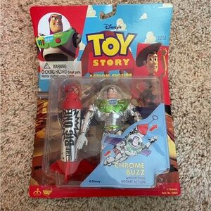 Vintage Disney Toy Story Chrome Buzz with Rocket Action